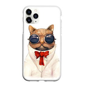 Чехол для iPhone 11 Pro Max матовый с принтом Кот , Силикон |  | бабочка | в очках | киса | киска | костюм | котейка | котенок | котэ | котя | кошка | крутой | модный | стиль | ученый