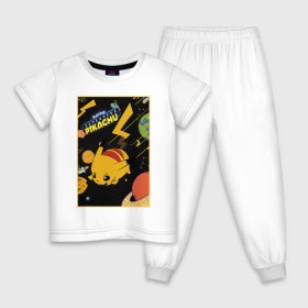 Детская пижама хлопок с принтом Постер Детектив Пикачу , 100% хлопок |  брюки и футболка прямого кроя, без карманов, на брюках мягкая резинка на поясе и по низу штанин
 | 