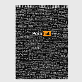 Скетчбук с принтом Pornhub категории , 100% бумага
 | 48 листов, плотность листов — 100 г/м2, плотность картонной обложки — 250 г/м2. Листы скреплены сверху удобной пружинной спиралью | Тематика изображения на принте: интернет | кино | любовь | паттерн