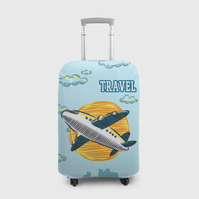 Чехол для чемодана 3D с принтом Путешествия , 86% полиэфир, 14% спандекс | двустороннее нанесение принта, прорези для ручек и колес | travel | город | небо | облака | путешествия | самолет | солнце | тревел | туризм