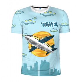 Мужская футболка 3D спортивная с принтом Путешествия , 100% полиэстер с улучшенными характеристиками | приталенный силуэт, круглая горловина, широкие плечи, сужается к линии бедра | travel | город | небо | облака | путешествия | самолет | солнце | тревел | туризм