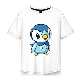 Мужская футболка хлопок Oversize с принтом Piplup , 100% хлопок | свободный крой, круглый ворот, “спинка” длиннее передней части | Тематика изображения на принте: piplup | пингвин | пингвиненок | пиплуп | покемон | покемоны | синий