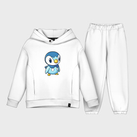 Детский костюм хлопок Oversize с принтом Piplup ,  |  | piplup | пингвин | пингвиненок | пиплуп | покемон | покемоны | синий