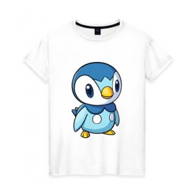 Женская футболка хлопок с принтом Piplup , 100% хлопок | прямой крой, круглый вырез горловины, длина до линии бедер, слегка спущенное плечо | piplup | пингвин | пингвиненок | пиплуп | покемон | покемоны | синий