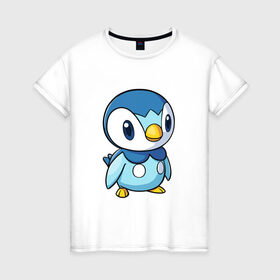 Женская футболка хлопок с принтом Piplup , 100% хлопок | прямой крой, круглый вырез горловины, длина до линии бедер, слегка спущенное плечо | piplup | пингвин | пингвиненок | пиплуп | покемон | покемоны | синий