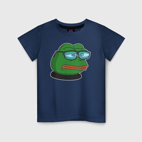 Детская футболка хлопок с принтом Pepe , 100% хлопок | круглый вырез горловины, полуприлегающий силуэт, длина до линии бедер | bad | dab | frog | good | kek | make pepe great again | pepe | sad | sad frog | vote for pepe | кек | лягушка | мем | мемы | пепе | со смыслом | фрог