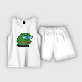 Детская пижама с шортами хлопок с принтом Pepe ,  |  | bad | dab | frog | good | kek | make pepe great again | pepe | sad | sad frog | vote for pepe | кек | лягушка | мем | мемы | пепе | со смыслом | фрог