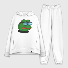 Женский костюм хлопок Oversize с принтом Pepe ,  |  | Тематика изображения на принте: bad | dab | frog | good | kek | make pepe great again | pepe | sad | sad frog | vote for pepe | кек | лягушка | мем | мемы | пепе | со смыслом | фрог