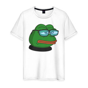 Мужская футболка хлопок с принтом Pepe , 100% хлопок | прямой крой, круглый вырез горловины, длина до линии бедер, слегка спущенное плечо. | bad | dab | frog | good | kek | make pepe great again | pepe | sad | sad frog | vote for pepe | кек | лягушка | мем | мемы | пепе | со смыслом | фрог
