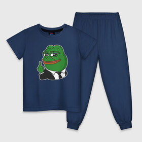 Детская пижама хлопок с принтом Pepe , 100% хлопок |  брюки и футболка прямого кроя, без карманов, на брюках мягкая резинка на поясе и по низу штанин
 | bad | dab | frog | good | kek | make pepe great again | pepe | sad | sad frog | vote for pepe | кек | лягушка | мем | мемы | пепе | со смыслом | фрог