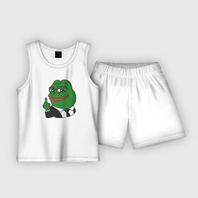 Детская пижама с шортами хлопок с принтом Pepe ,  |  | bad | dab | frog | good | kek | make pepe great again | pepe | sad | sad frog | vote for pepe | кек | лягушка | мем | мемы | пепе | со смыслом | фрог