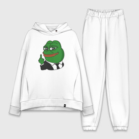 Женский костюм хлопок Oversize с принтом Pepe ,  |  | Тематика изображения на принте: bad | dab | frog | good | kek | make pepe great again | pepe | sad | sad frog | vote for pepe | кек | лягушка | мем | мемы | пепе | со смыслом | фрог