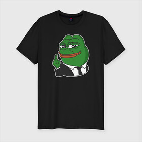 Мужская футболка хлопок Slim с принтом Pepe  , 92% хлопок, 8% лайкра | приталенный силуэт, круглый вырез ворота, длина до линии бедра, короткий рукав | bad | dab | frog | good | kek | make pepe great again | pepe | sad | sad frog | vote for pepe | кек | лягушка | мем | мемы | пепе | со смыслом | фрог