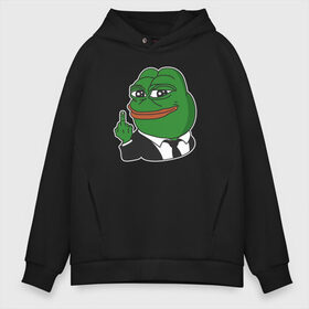 Мужское худи Oversize хлопок с принтом Pepe , френч-терри — 70% хлопок, 30% полиэстер. Мягкий теплый начес внутри —100% хлопок | боковые карманы, эластичные манжеты и нижняя кромка, капюшон на магнитной кнопке | Тематика изображения на принте: bad | dab | frog | good | kek | make pepe great again | pepe | sad | sad frog | vote for pepe | кек | лягушка | мем | мемы | пепе | со смыслом | фрог