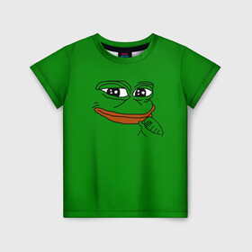 Детская футболка 3D с принтом Pepe , 100% гипоаллергенный полиэфир | прямой крой, круглый вырез горловины, длина до линии бедер, чуть спущенное плечо, ткань немного тянется | Тематика изображения на принте: bad | dab | frog | good | kek | make pepe great again | pepe | sad | sad frog | vote for pepe | кек | лягушка | мем | мемы | пепе | со смыслом | фрог