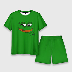 Мужской костюм с шортами 3D с принтом Pepe ,  |  | bad | dab | frog | good | kek | make pepe great again | pepe | sad | sad frog | vote for pepe | кек | лягушка | мем | мемы | пепе | со смыслом | фрог