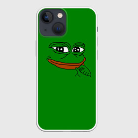 Чехол для iPhone 13 mini с принтом Pepe ,  |  | Тематика изображения на принте: bad | dab | frog | good | kek | make pepe great again | pepe | sad | sad frog | vote for pepe | кек | лягушка | мем | мемы | пепе | со смыслом | фрог