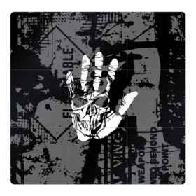 Магнитный плакат 3Х3 с принтом Stop , Полимерный материал с магнитным слоем | 9 деталей размером 9*9 см | black | caution | gray | halloween | hand | skeleton | skull | stop | white | белый | предупреждение | рука | серый | скелет | хэллоуин | череп | черный
