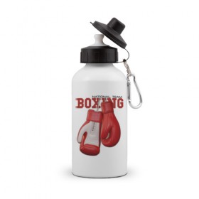Бутылка спортивная с принтом National Team Boxing , металл | емкость — 500 мл, в комплекте две пластиковые крышки и карабин для крепления | бокс | перчатки