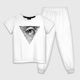 Детская пижама хлопок с принтом eye , 100% хлопок |  брюки и футболка прямого кроя, без карманов, на брюках мягкая резинка на поясе и по низу штанин
 | black | eye | minimalism | money | philosophy | pyramid | raster | supreme | usa | white | белый | глаз | деньги | доллар | минимализм | пирамида | растр | сша | философия | черный