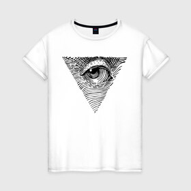 Женская футболка хлопок с принтом eye , 100% хлопок | прямой крой, круглый вырез горловины, длина до линии бедер, слегка спущенное плечо | black | eye | minimalism | money | philosophy | pyramid | raster | supreme | usa | white | белый | глаз | деньги | доллар | минимализм | пирамида | растр | сша | философия | черный