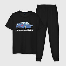 Мужская пижама хлопок с принтом Subaru Impreza WRX , 100% хлопок | брюки и футболка прямого кроя, без карманов, на брюках мягкая резинка на поясе и по низу штанин
 | impreza wrx | subaru | subaru impreza | subaru impreza wrx | wrx