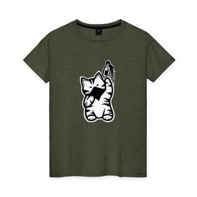 Женская футболка хлопок с принтом Anarchist Cat Molotov Cocktail , 100% хлопок | прямой крой, круглый вырез горловины, длина до линии бедер, слегка спущенное плечо | banksy | анархист | анархия | бутылка | бэнкси | граффити | киса | киска | коктейль молотова | кот | котейка | котенок | котик | котэ | котя | кошка