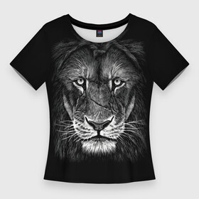 Женская футболка 3D Slim с принтом Lion Art ,  |  | акварель | арт | белый | взгляд | грива | дикий | живопись | зверь | искусство | король | кот | лев | львица | мазки | мощь | прайд | саванна | сила | царь | черный | шрам