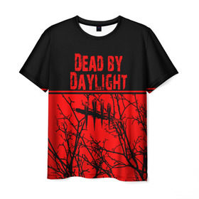 Мужская футболка 3D с принтом Dead by Daylight , 100% полиэфир | прямой крой, круглый вырез горловины, длина до линии бедер | dead by daylight | деад бай деад лайт | жуть | игра | компьютерная игра | кровь | ужасы