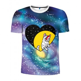 Мужская футболка 3D спортивная с принтом Cosmos , 100% полиэстер с улучшенными характеристиками | приталенный силуэт, круглая горловина, широкие плечи, сужается к линии бедра | cat | cosmos | heart | kitten | moon | stars | звезды | космос | кот | котенок | кошка | луна | сердце