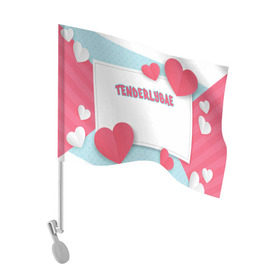 Флаг для автомобиля с принтом Tenderlybae , 100% полиэстер | Размер: 30*21 см | tenderlybae | twitch | амина | бэйби | в маске | малышка | мирзоева | мэйби | нежная | стримерша | тендерлибае | тендерлибэй