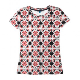 Женская футболка 3D с принтом Русский фольклор , 100% полиэфир ( синтетическое хлопкоподобное полотно) | прямой крой, круглый вырез горловины, длина до линии бедер | 