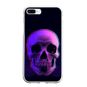 Чехол для iPhone 7Plus/8 Plus матовый с принтом Токсичный череп , Силикон | Область печати: задняя сторона чехла, без боковых панелей | Тематика изображения на принте: 3d | 3д | голограмма | иллюзия | кости | розовый | синий | скелет | ультра | фиолетовый | череп | черный