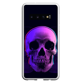 Чехол для Samsung Galaxy S10 с принтом Токсичный череп , Силикон | Область печати: задняя сторона чехла, без боковых панелей | Тематика изображения на принте: 3d | 3д | голограмма | иллюзия | кости | розовый | синий | скелет | ультра | фиолетовый | череп | черный
