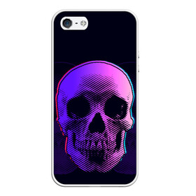 Чехол для iPhone 5/5S матовый с принтом Токсичный череп , Силикон | Область печати: задняя сторона чехла, без боковых панелей | Тематика изображения на принте: 3d | 3д | голограмма | иллюзия | кости | розовый | синий | скелет | ультра | фиолетовый | череп | черный