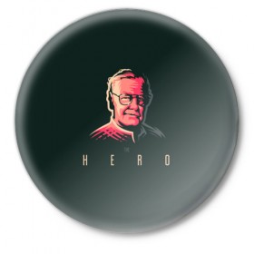 Значок с принтом Stan Lee The hero ,  металл | круглая форма, металлическая застежка в виде булавки | Тематика изображения на принте: lee | stan | stan lee | стен | стен ли