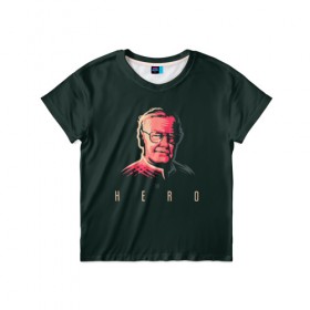 Детская футболка 3D с принтом Stan Lee The hero , 100% гипоаллергенный полиэфир | прямой крой, круглый вырез горловины, длина до линии бедер, чуть спущенное плечо, ткань немного тянется | lee | stan | stan lee | стен | стен ли