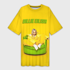 Платье-футболка 3D с принтом Billie Eilish ,  |  | bilie | billi | billie | eilish | eillish | elish | ellish | eyes | ocean | pop music | айлиш | алиш | били | билли | музыка | певица | поп | эйлиш | элиш