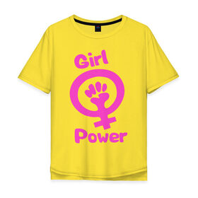 Мужская футболка хлопок Oversize с принтом Girl Power , 100% хлопок | свободный крой, круглый ворот, “спинка” длиннее передней части | Тематика изображения на принте: женская | за баб | кулак | начало | независимость | сила | феминизм | энергия