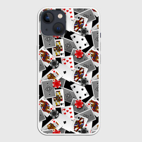 Чехол для iPhone 13 с принтом Игральные карты ,  |  | буны | вольты | графика | дамы | десятки | игра | игральные | иллюстрация | казино | картинка | карты | коллаж | короли | красные | крести | масть | мода | орнамент | пики | покер | разбросаны | рисунок