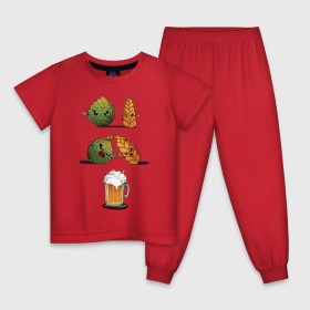 Детская пижама хлопок с принтом Хмель и Солод , 100% хлопок |  брюки и футболка прямого кроя, без карманов, на брюках мягкая резинка на поясе и по низу штанин
 | Тематика изображения на принте: солод | хмель