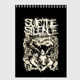 Скетчбук с принтом Suicide Silence , 100% бумага
 | 48 листов, плотность листов — 100 г/м2, плотность картонной обложки — 250 г/м2. Листы скреплены сверху удобной пружинной спиралью | metal | suicide silence | грув метал | группы | дэткор | метал | музыка | ню метал | рок