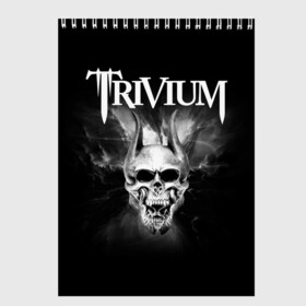 Скетчбук с принтом Trivium , 100% бумага
 | 48 листов, плотность листов — 100 г/м2, плотность картонной обложки — 250 г/м2. Листы скреплены сверху удобной пружинной спиралью | Тематика изображения на принте: trivium | грув метал | группы | метал | музыка | рок | тривиум | трэш метал | хеви метал