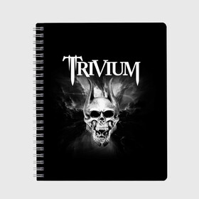 Тетрадь с принтом Trivium , 100% бумага | 48 листов, плотность листов — 60 г/м2, плотность картонной обложки — 250 г/м2. Листы скреплены сбоку удобной пружинной спиралью. Уголки страниц и обложки скругленные. Цвет линий — светло-серый
 | Тематика изображения на принте: trivium | грув метал | группы | метал | музыка | рок | тривиум | трэш метал | хеви метал