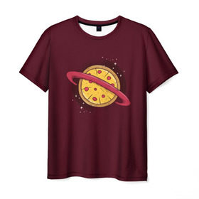 Мужская футболка 3D с принтом Планета Пицца , 100% полиэфир | прямой крой, круглый вырез горловины, длина до линии бедер | pizza | космос | пицца | планета | планеты | сатурн