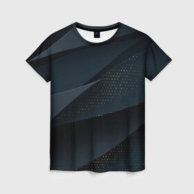 Женская футболка 3D с принтом Алькантара , 100% полиэфир ( синтетическое хлопкоподобное полотно) | прямой крой, круглый вырез горловины, длина до линии бедер | abstract | abstraction | color | geometry | mirror | polygon | абстракция | геометрия | глубина | градиент | грани | карбон | линии | новинка | популярная | резина | синяя | сочетания | темная | трендовая | треугольники | тюнинг