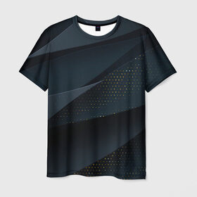 Мужская футболка 3D с принтом Алькантара , 100% полиэфир | прямой крой, круглый вырез горловины, длина до линии бедер | abstract | abstraction | color | geometry | mirror | polygon | абстракция | геометрия | глубина | градиент | грани | карбон | линии | новинка | популярная | резина | синяя | сочетания | темная | трендовая | треугольники | тюнинг