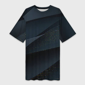 Платье-футболка 3D с принтом Алькантара ,  |  | abstract | abstraction | color | geometry | mirror | polygon | абстракция | геометрия | глубина | градиент | грани | карбон | линии | новинка | популярная | резина | синяя | сочетания | темная | трендовая | треугольники | тюнинг