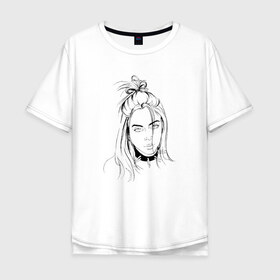 Мужская футболка хлопок Oversize с принтом Billie Eilish , 100% хлопок | свободный крой, круглый ворот, “спинка” длиннее передней части | Тематика изображения на принте: music | pop | айлиш | билли | музыка