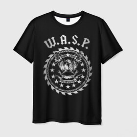 Мужская футболка 3D с принтом W.A.S.P. , 100% полиэфир | прямой крой, круглый вырез горловины, длина до линии бедер | Тематика изображения на принте: w.a.s.p. | wasp | глэм метал | группы | метал | музыка | рок | хард рок | хэви метал | шок рок